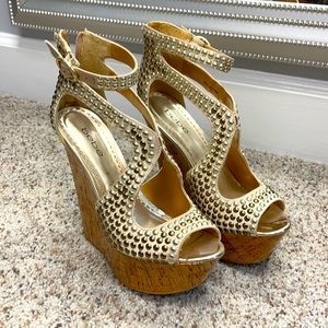Bebe Cork Wedge sandal. Mint condition.